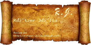 Rötzer Júlia névjegykártya